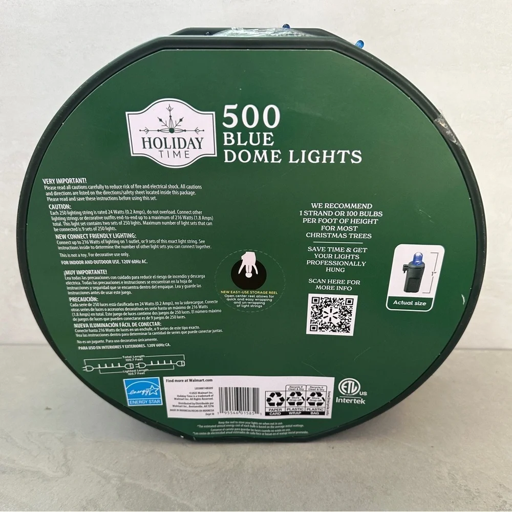 500 Blue Dome LED Lights 103.7 ft. Lighted Length Green Wire Indoor/Outdoor